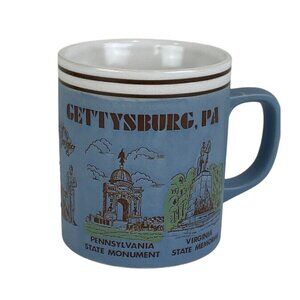 Vintage Gettysburg Mug Embossed Japan Blue Collectible Coffee Cup Civil War